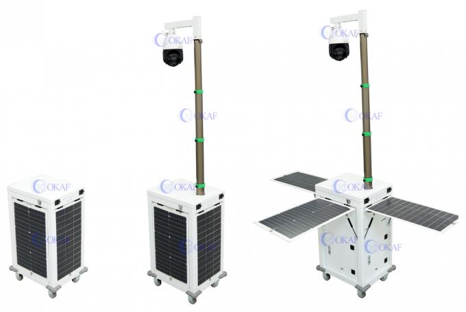 4G AI カメラ 建設現場監視用の太陽光発電のモバイルセキュリティキャビネット 0