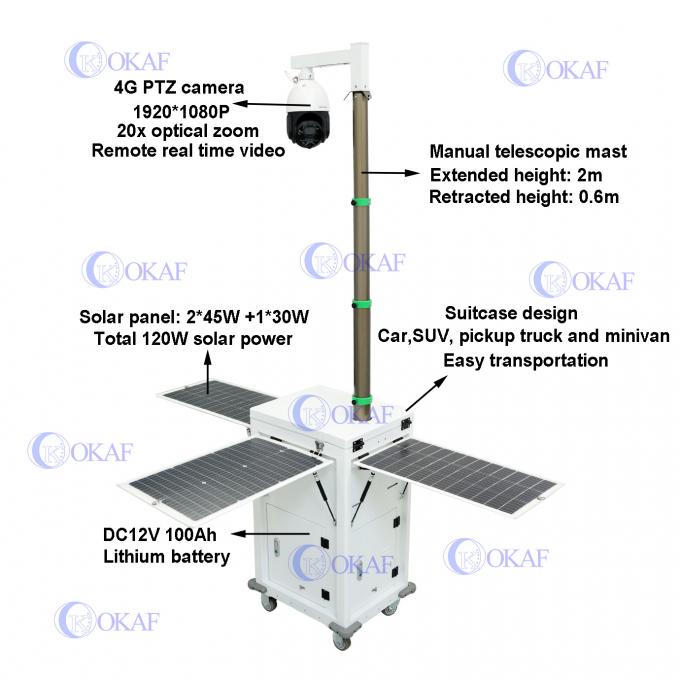 4G AI カメラ 建設現場監視用の太陽光発電のモバイルセキュリティキャビネット 1