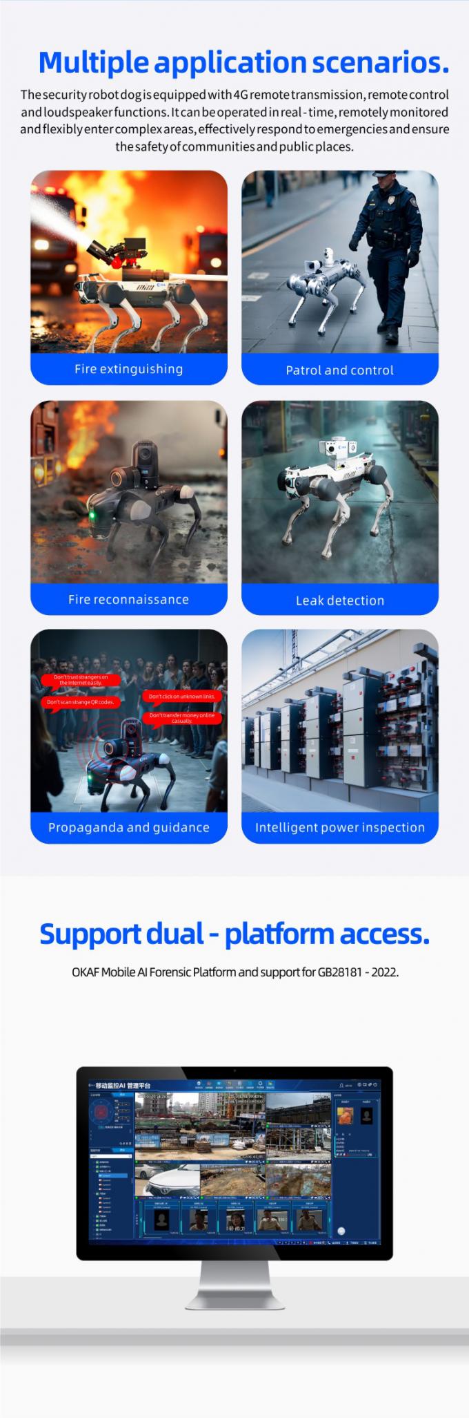 OKAF AI 監視 自律型警備パトロールロボット 産業用警備ロボット 犬 スマートセキュリティ 四重ロボット 7