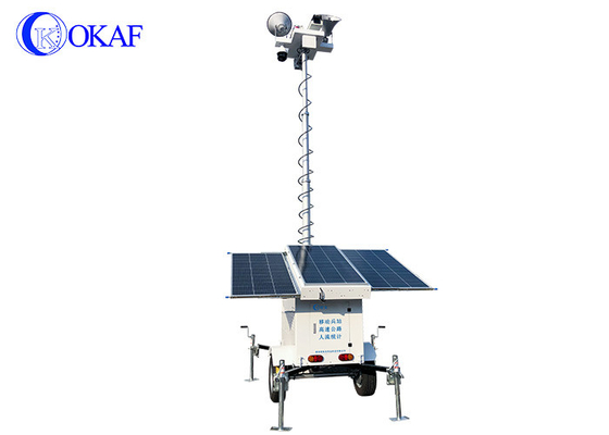 3 - 10m 1080P 4G GPS CCTVの監視タワーを数えている移動式歩哨保証トレーラーの人々
