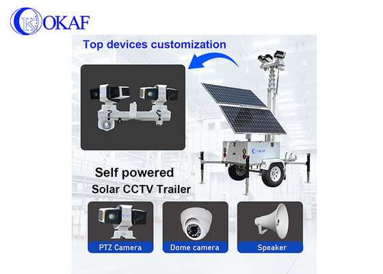 オフグリッド太陽光発電モバイル監視システム 12 メートル伸縮マストソーラー CCTV セキュリティトレーラー建設現場用