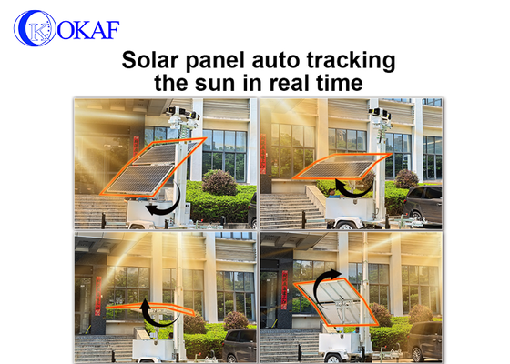 オフグリッド太陽光発電モバイル監視システム 12 メートル伸縮マストソーラー CCTV セキュリティトレーラー建設現場用